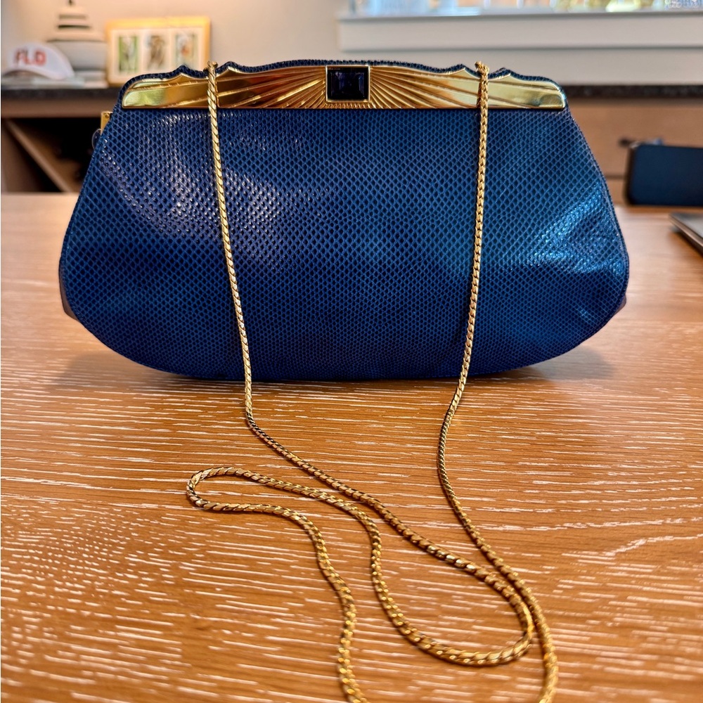 Vintage Judith Leiber Python Clutch with Gold Cha… - image 3